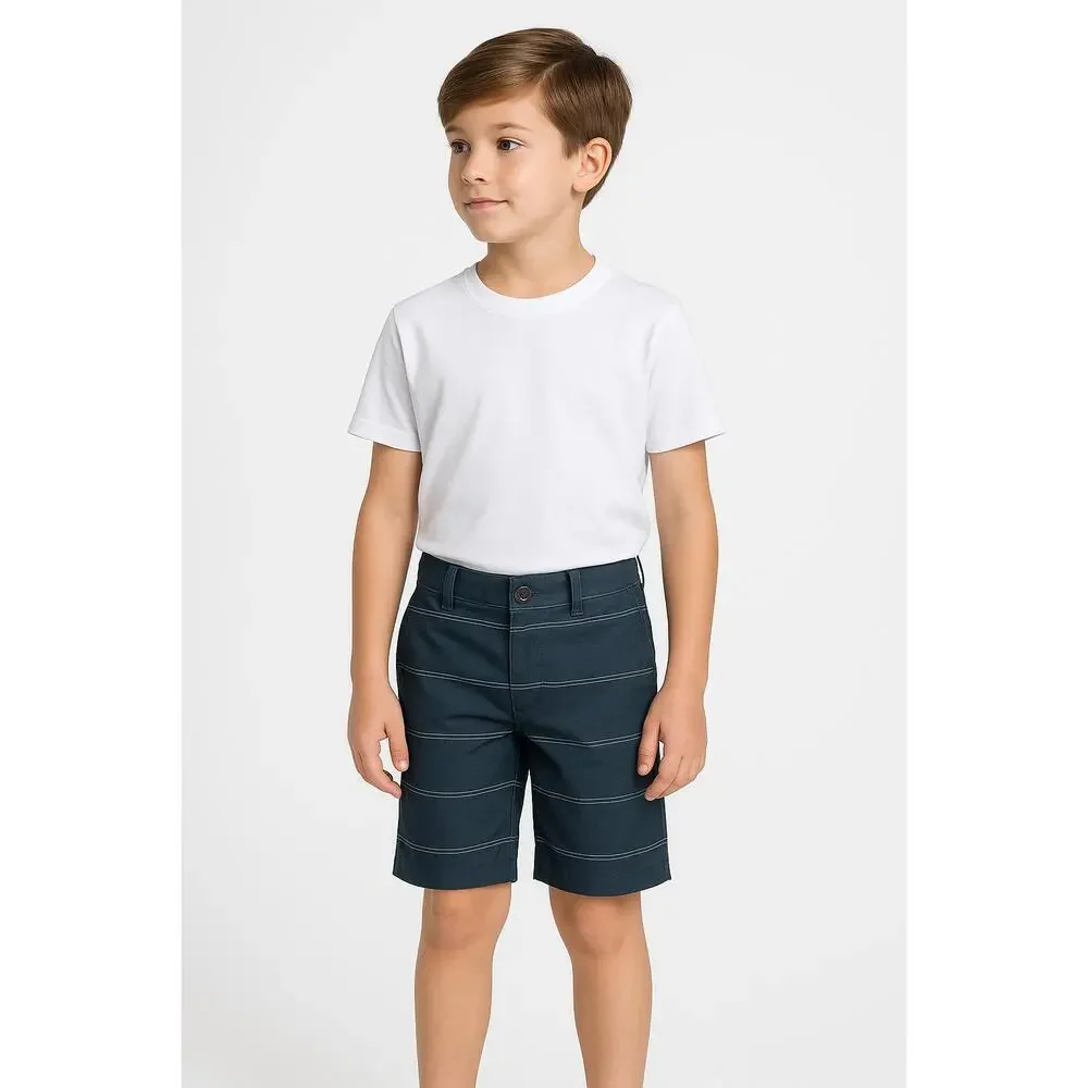 Quiksilver White Navy Striped Stitching Belt Loops‎ Shorts Set Boys Size 7